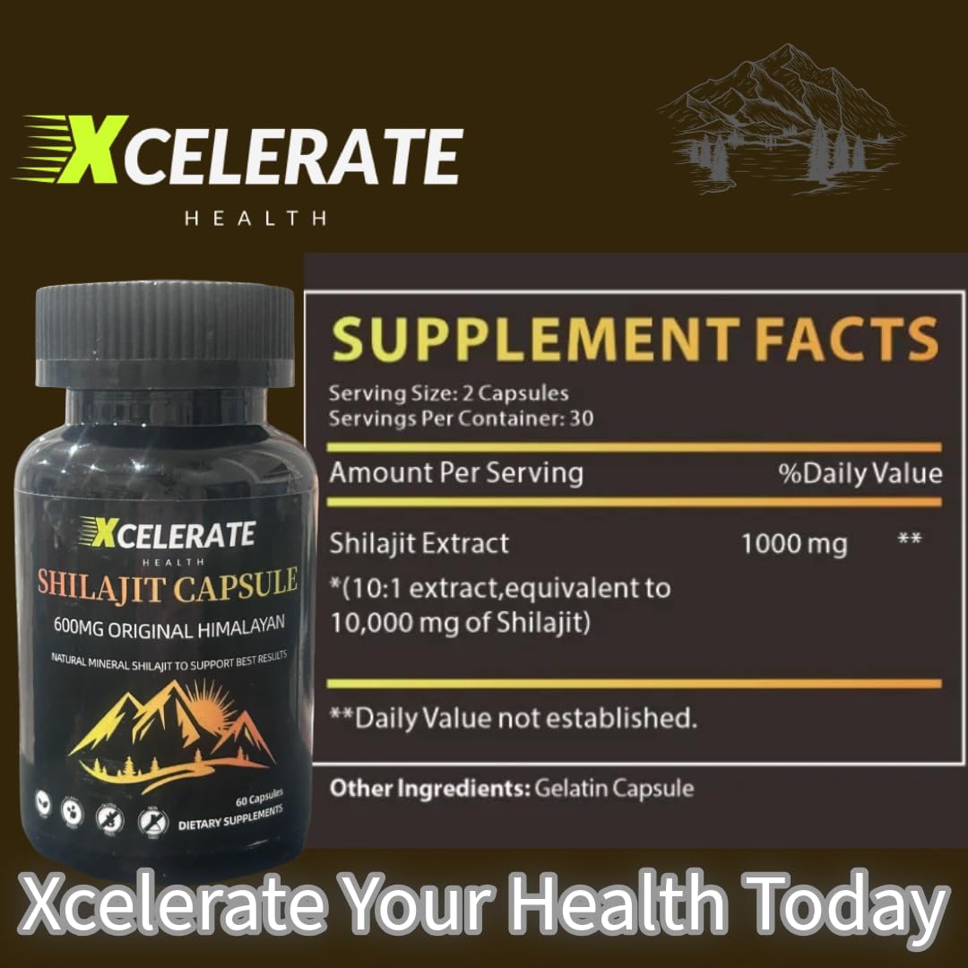 Xcelerate Health Shilajit Capsules – Pure Himalayan Energy & Vitality Booster