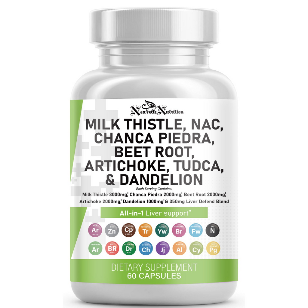 NeuVelle Liver & Metabolic Detox Complex – All-in-1 Formula with Milk Thistle, NAC, Chanca Piedra, Beet Root, TUDCA, Artichoke, Berberine, Dandelion, Zinc, Turmeric & More – Advanced Liver, Digestion & Metabolism Support – 60 Vegan Capsules