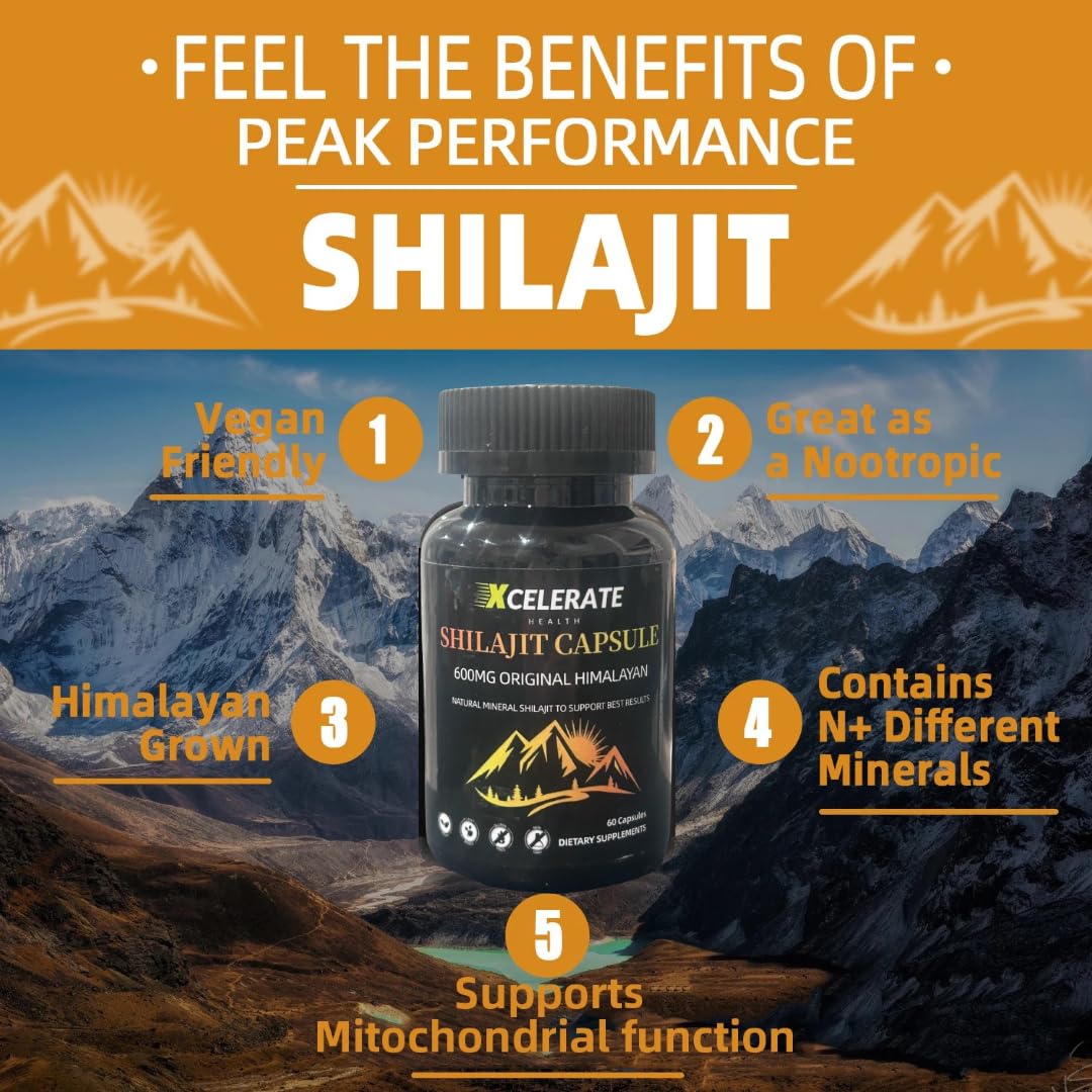 Xcelerate Health Shilajit Capsules – Pure Himalayan Energy & Vitality Booster