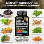 ShilaGandha Shilajit Ashwagandha Ginseng Cordyceps Turmeric Rhodiola Rosea Stinging Nettle Blend - 8 All-in-One Supplement - 2 Month Supply
