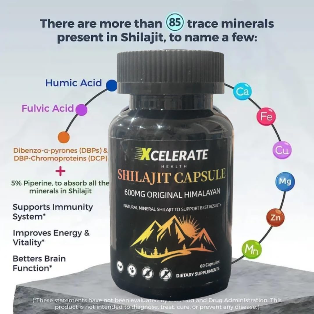 Xcelerate Health Shilajit Capsules – Pure Himalayan Energy & Vitality Booster