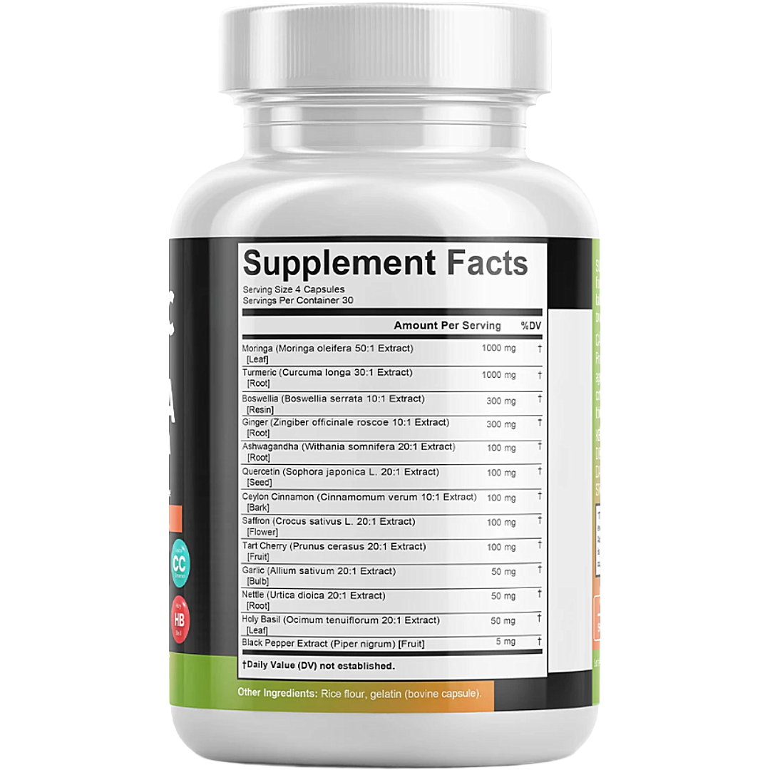 NeuVelle Inflammune Balance – All-in-1 Anti-Inflammatory & Immune Support with Moringa, Turmeric, Boswellia, Ginger, Ashwagandha, Quercetin, Cinnamon, Tart Cherry, Garlic, Nettle, Holy Basil & Black Pepper – 120 Vegan Capsules (Copy)