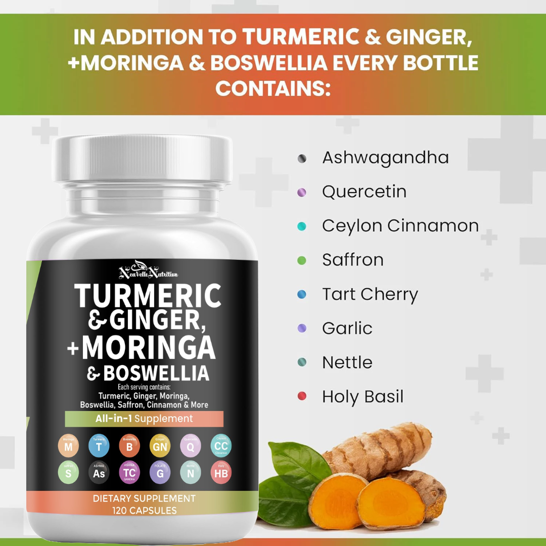 NeuVelle Inflammune Balance – All-in-1 Anti-Inflammatory & Immune Support with Moringa, Turmeric, Boswellia, Ginger, Ashwagandha, Quercetin, Cinnamon, Tart Cherry, Garlic, Nettle, Holy Basil & Black Pepper – 120 Vegan Capsules (Copy)