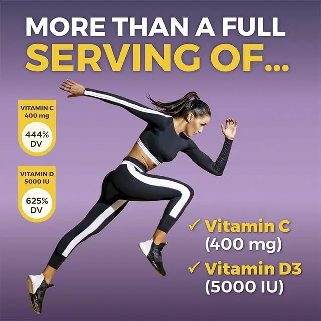 5 in 1 VitalGuard Elderberry Vitamin C Vitamin D Zinc and Ginger for Digestion and Heart Health and Immune Support