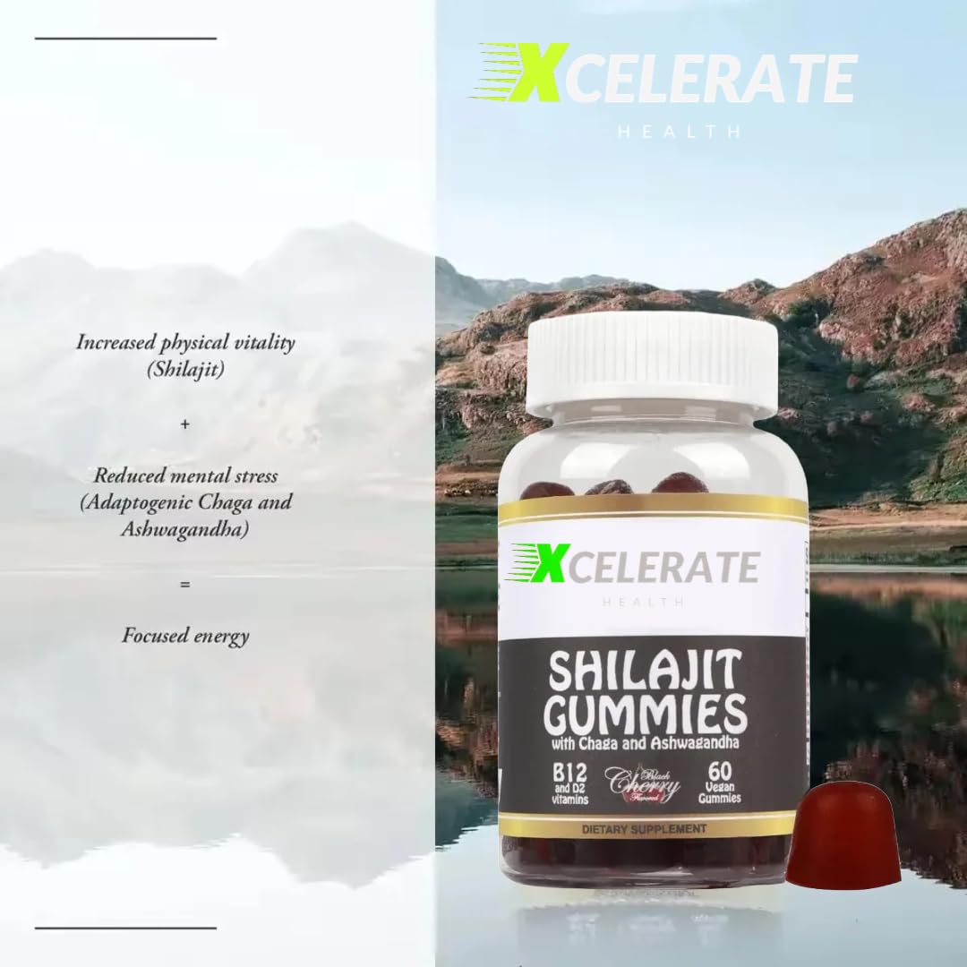 Xcelerate Health Shilajit, Ashwagandha & Chaga Mushroom Tasty Superfood Gummies